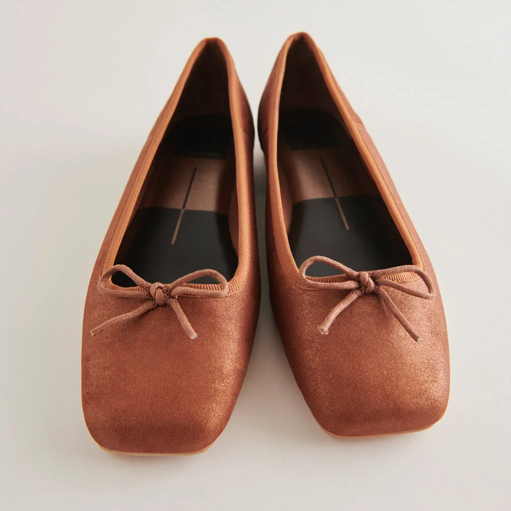 ANISA Ballet Flats Copper Metallic Suede | Designer Suede Ballet Flats– Dolce Vita 6908072394818