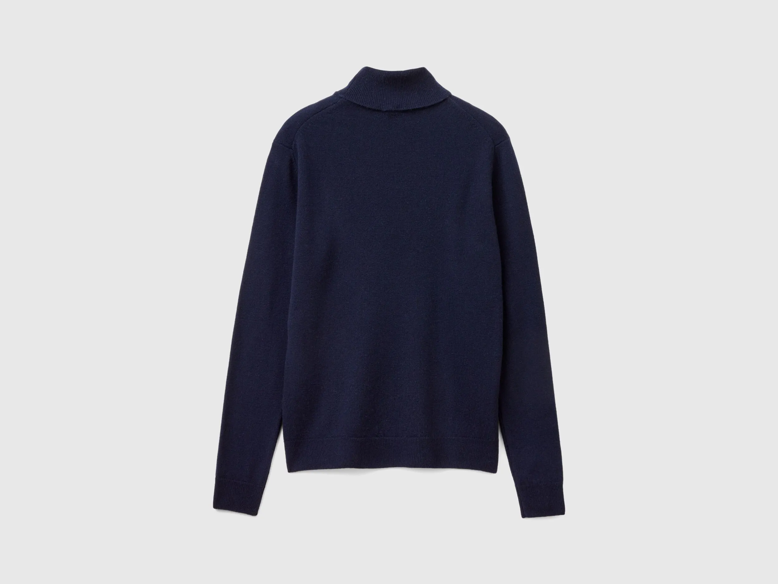 Dark blue turtleneck sweater in pure Merino wool - Dark Blue | Benetton