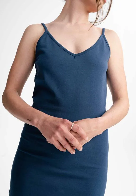 MELA Strap Dress Midi Sadhana Dark Blue