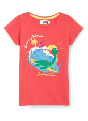 Mid Coral T-SHIRT NESSIE SURFI