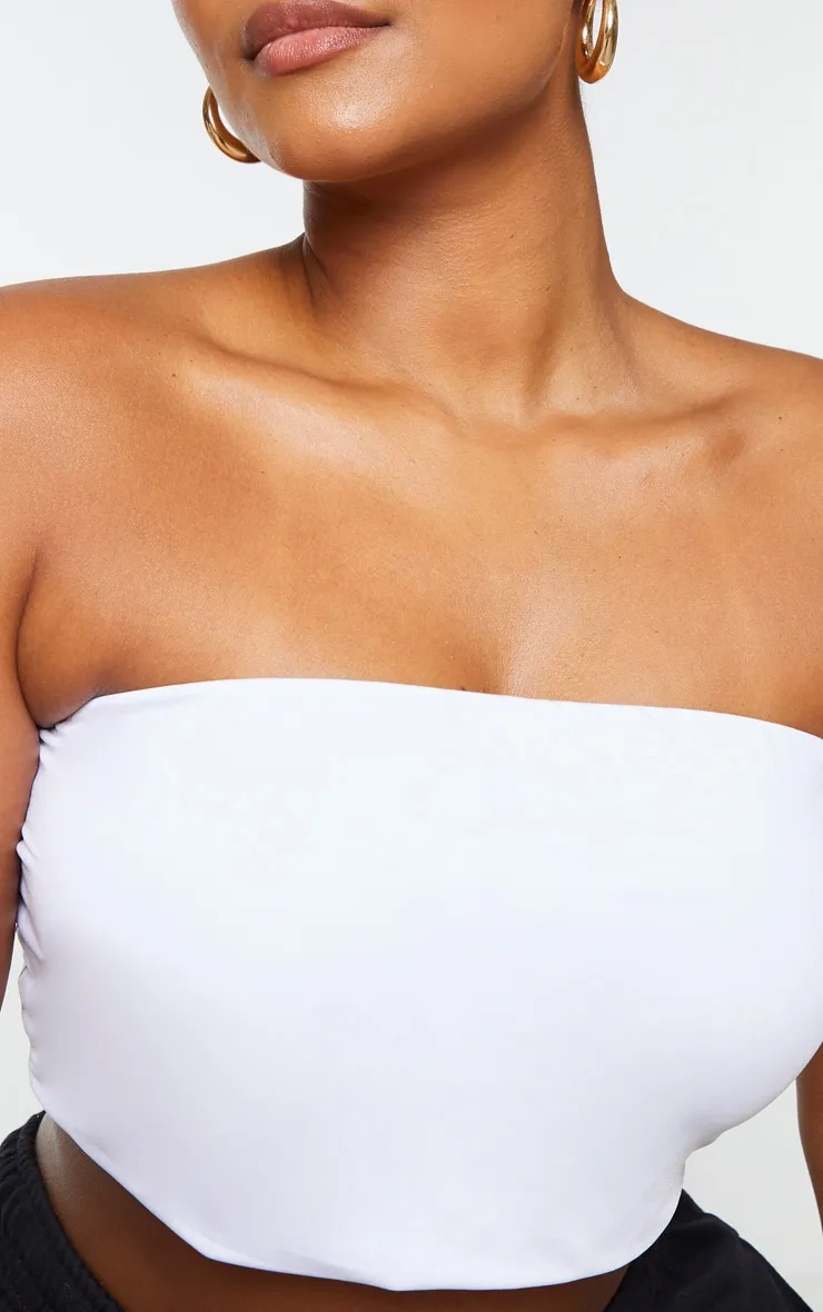 Plus 2 Pack Black And White Slinky Bandeau Crop Top