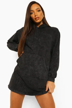 Tall Acid Wash Hoody Sweatshirt Dress